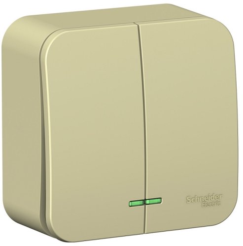 Выключатель с подсветкой накладной Systeme Electric Blanca 2-кл. бежевый картинка